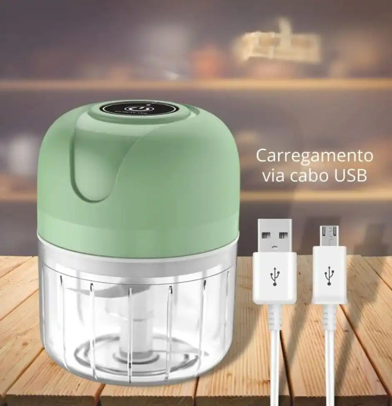 Mini Processador Triturador Elétrico 3 Laminas Moedor Recarregável USB 250ml