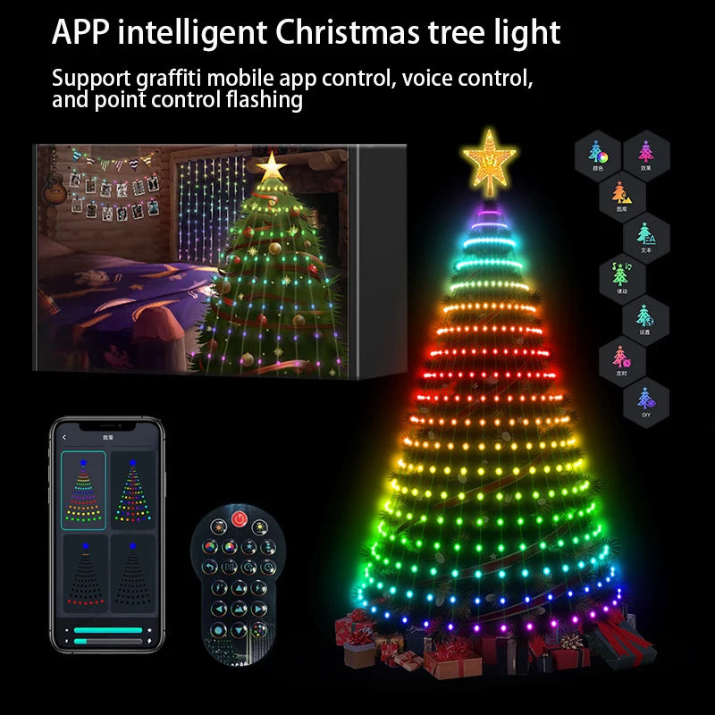 Árvore de Natal Luz Decorativa LED Controlada no Celular