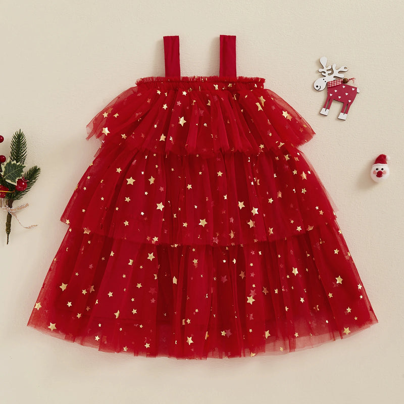 Vestido de Árvore de Natal para Meninas de 1 à 9 anos