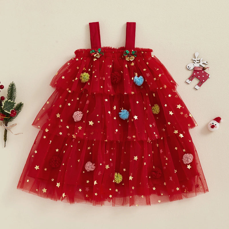 Vestido de Árvore de Natal para Meninas de 1 à 9 anos