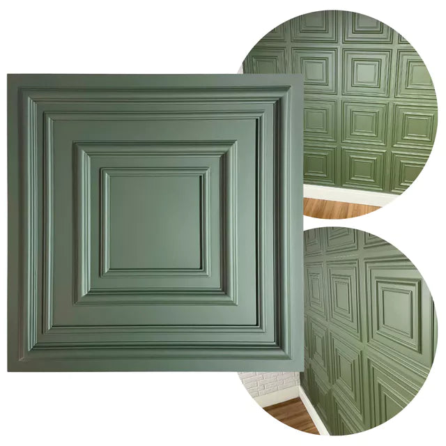 Boiserie 3D PVC Luxe Verde 50cm x 50cm Revestimento Parede