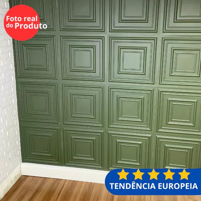 Boiserie 3D PVC Luxe Verde 50cm x 50cm Revestimento Parede