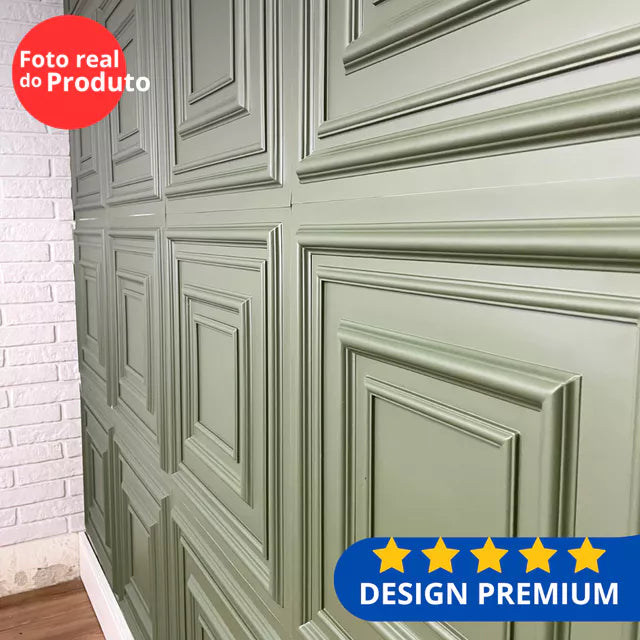 Boiserie 3D PVC Luxe Verde 50cm x 50cm Revestimento Parede