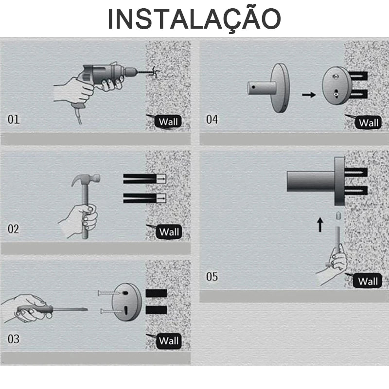 Ganchos de Parede Inox Banheiro Para Toalhas, Bolsas E Roupas