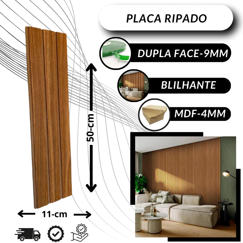 Kit Revestimentos Ripados Placa Painel Decorativo MDF