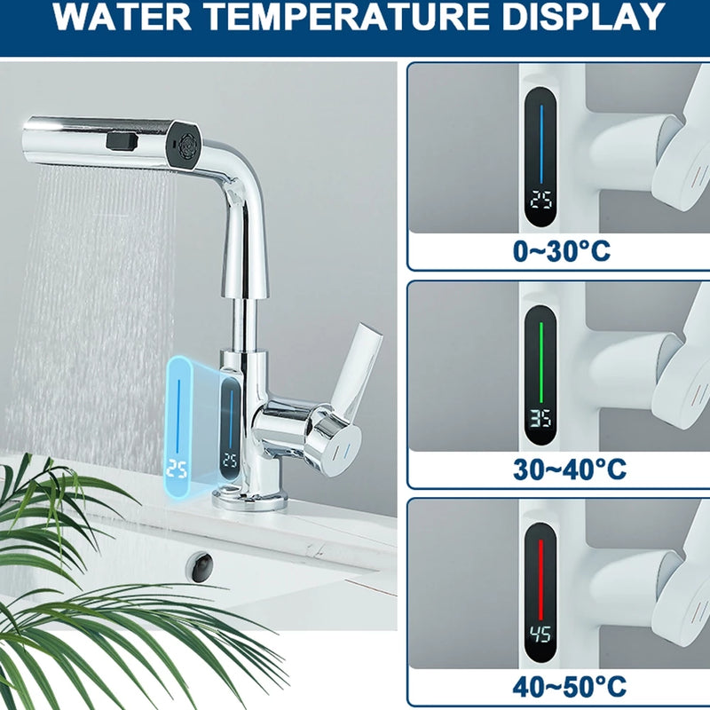 Torneira Banheiro Flexível Com Display de Temperatura