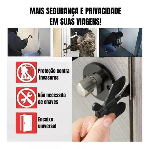 Trava de Segurança Portátil para Portas Proteção Anti-Roubo - Aço Inox Reforçado