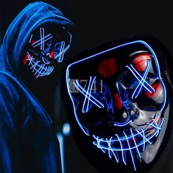 Máscara Halloween e Cosplay LED NEON para Fantasias